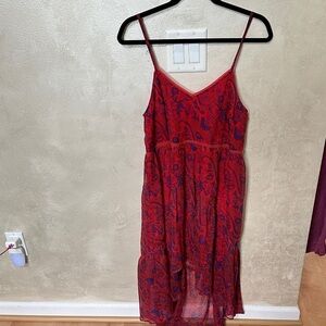 Ecote Red and Blue Paisley Midi Dress